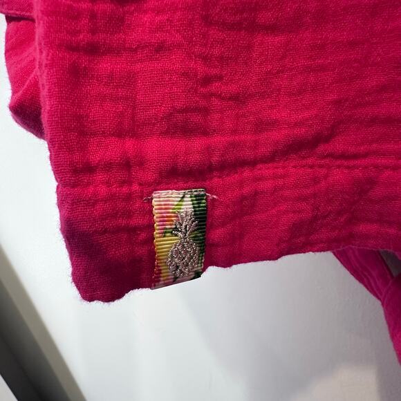 Tommy Bahama Coral Isle Belted Cotton Jumpsuit Crop Wide Leg Size Large - Picture 5 of 13